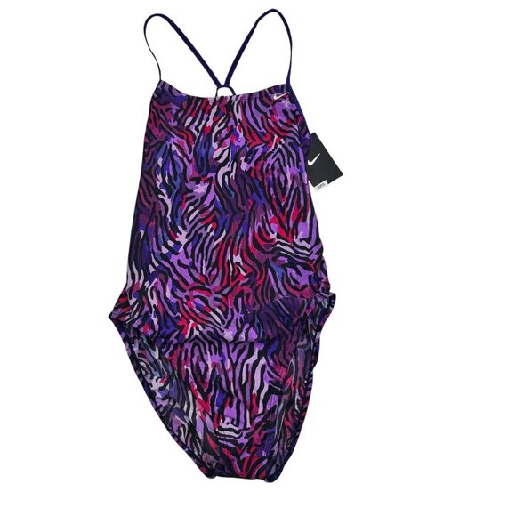 Nike HydraStrong Multi Animal Print Cut Out One Piece Swimsuit Women's Size 14 - Picture 1 of 8